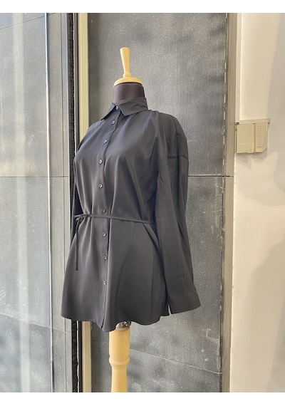 Pera Moda Çok Yönlü Bağlanabilir Oversize Gömlek Siyah