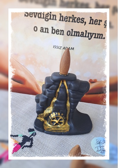 Su Değirmeni Ve Taş Kule Tasarım El Yapımı Geri Akış Konik Tütsülük Mistik Obje
