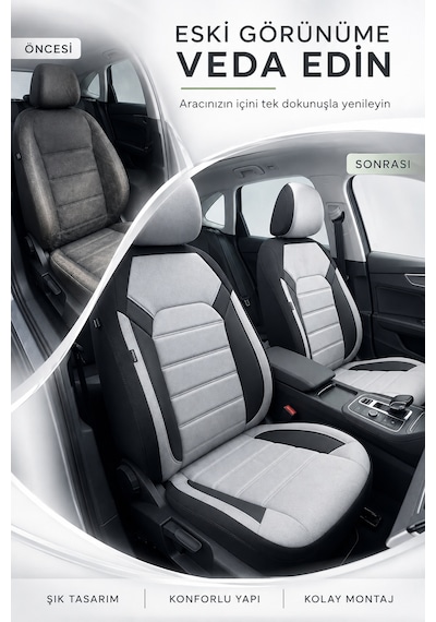 Renault Kadjar 2015-2022 Uyumlu Premium Tay Tüyü Oto Koltuk Kılıfı Airbag Uyumlu 2+1 Fermuarlı Kolçak Uyumlu