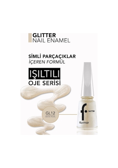 Flormar Glitter Yarı Transparan Parlak Bitişli Simli Oje GL12