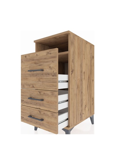 Kronos Komodin Tek Raflı 3 Çekmeceli 44x59x96 Çam-çam Atlas Çam