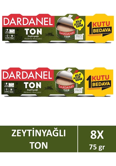 Dardanel Zeytinyağlı Ton Balığı 2'li 4 x 75 G