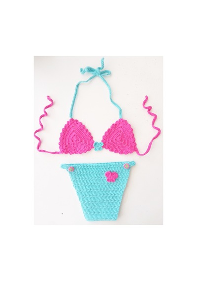 6 Ay - 1.5 Yaş Bebek İçin El Örgüsü Bikini Takımı