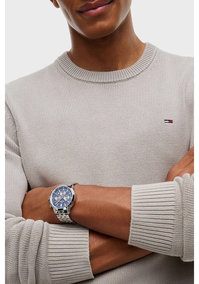 Tommy Jeans Logolu Pamuklu Slim Fit Bisiklet Yaka Örme Kazak Erkek Kazak Dm0dm21787 Pke Gri