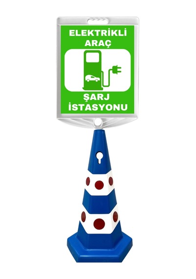 Elektrikli Araç Şarj İstasyonu Çift Taraf Baskı Mavi Ultra Kedi Gözlü Ağırlıklı Koni Seti Trafik Dubası