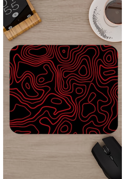 Kırmızı Siyah 22x18 Taraftar Gaming Oyuncu Mouse Pad Kaymaz Taban Küçük Fare Altlığı Topography
