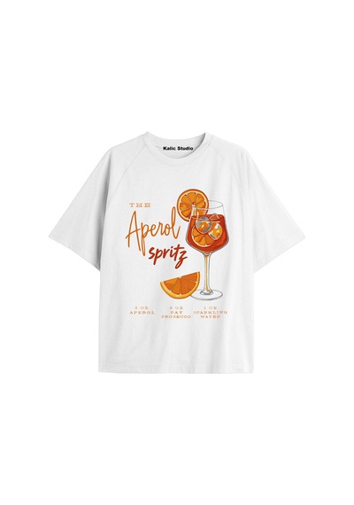Kalic Studio Kadın Oversize Aperol Spiritz Tshirt Beyaz