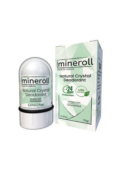 Doğal Kristal Deodorant - Vegan, Kokusuz, 24 Saat Koruma, Kadın Ve Erkeler İçin - Alum Taş, Mineral Tuz, Roll-on, 7