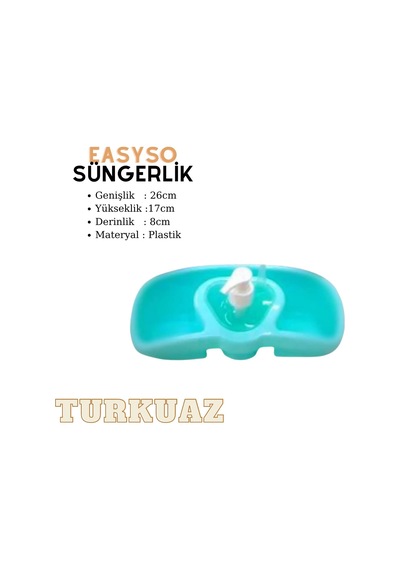 Bulaşık Fırçası Temizleyici Pratik Sabun Dağıtıcı Tabak Bardak Tencere Yıkama Aparatı Çok Renkli Fonksiyonel Hazneli Süngerlik, Turkuaz Ayarlanabilir Dimi Yok