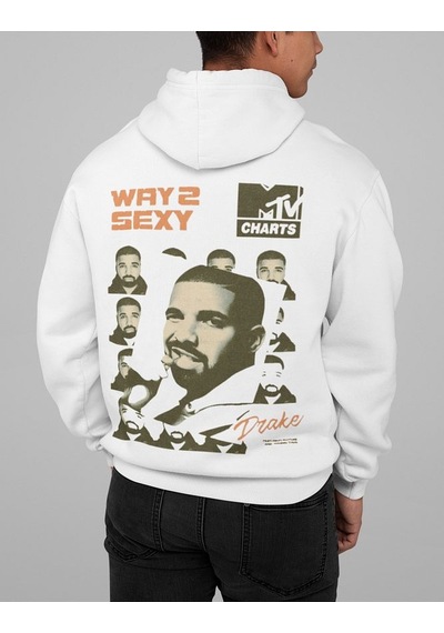 Sevbano Drake Way 2 Sexy Baskılı Unisex Oversize Tasarım Rapper Şarkıcı H Beyaz