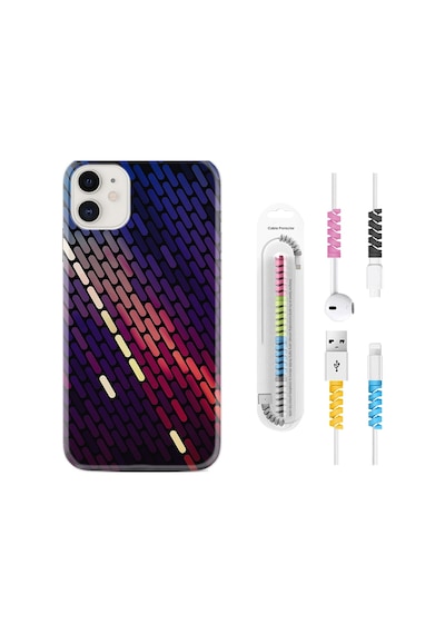 Apple Uyumlu iPhone 13 Kılıf Kablo Koruyuculu Line Neon 1805
