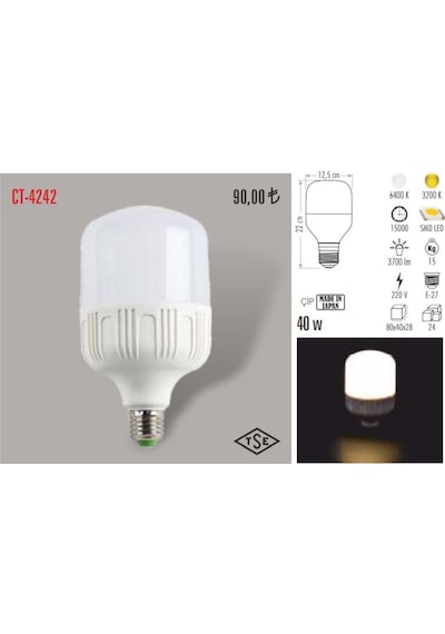 Cata Ct-4242 40 Watt Torch Led Ampul Lamba