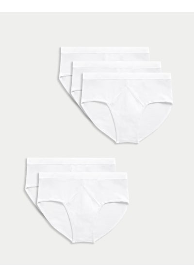Marks & Spencer 5 Li Cotton Rich Cool & Fresh Regular Fit Erkek Brief Külot Seti T14006901v Beyaz
