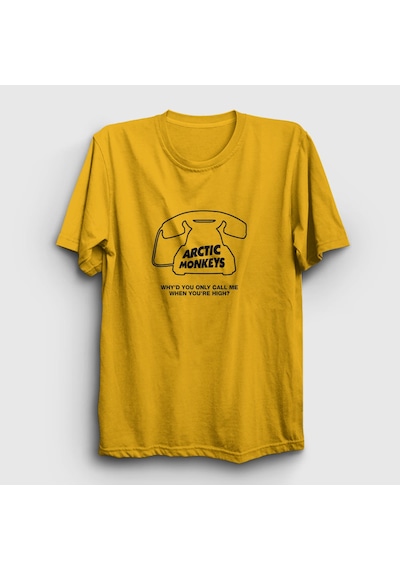 Presmono Unisex High Arctic Monkeys T-shirt Sarı