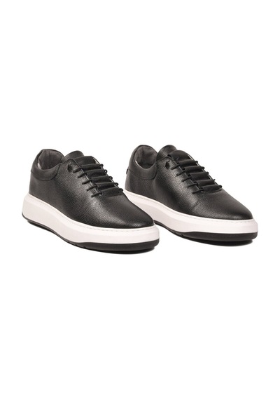 Ayakmod Lastik Bağcıklı Şık Rahat Siyah-beyaz Hakiki Deri Erkek Casual Sneaker Ayakkabı 272304 SİYAH-BEYAZ