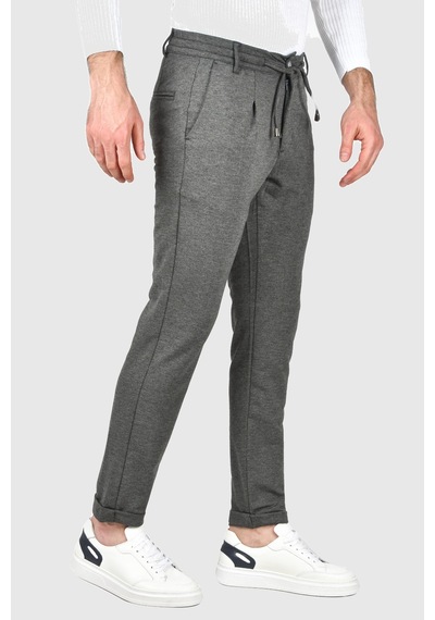 Deepsea Erkek Füme Beli Lastikli Slim Fit Likralı Duble Paça Penye Spor Pantolon 2502385 Füme