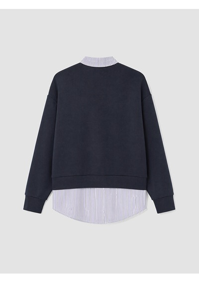 Lcw Modest Lacivert Gömlek Yaka Kadın Sweatshirt Tunik