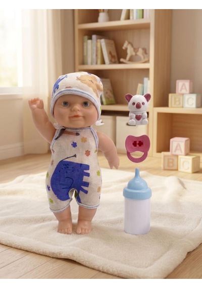 Oyun Arkadaşım Asya Bebek 4 Parçalı Biberonlu Emzikli Hayvan Figürlü 18cm Eğitici Oyuncak Bebek 1