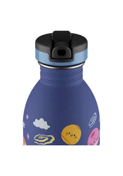Kids Bottle Space Friends Pipetli Paslanmaz Çelik Çocuk Su Matarası 500 Ml Mor