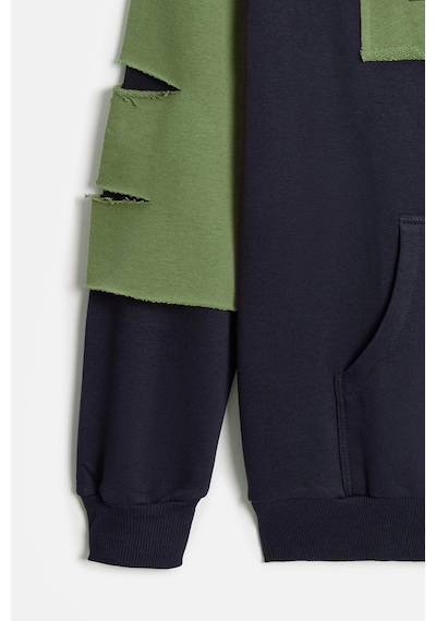 Shooter Sportwear Shooter Erkek Oversize Kapüşonlu Baskılı Kanguru Cepli Sweatshirt Lacivert - Haki