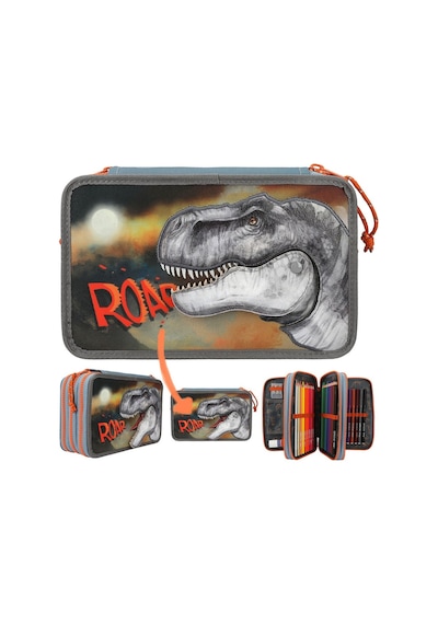 Dino World "roar" 3 Bölmeli Dolu Kalem Kutusu Karışık/çok Renkli