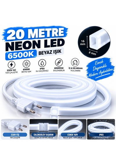 Tak Çalıltır Ultra Esnek Güçlü Aydınlatma Noas Yl42-0001 20 Metre 6500k Montaj Aparatı Dahil Beyaz Neon Led 220v Tak Çalıştır Ip65 Esnek Hortum Led 8x16 Mm Iç Dış Mekan 120 Led Beyaz-6500K Tak Çalıltır Ultra Esnek Güçlü Aydınlatma Noas Yl42-0001 20 Metre 6500k Montaj Aparatı Dahil Beyaz Neon Led 220v Tak Çalıştır Ip65 Esnek Hortum Led 8x16 Mm Iç Dış Mekan 120 Led Beyaz-6500K
