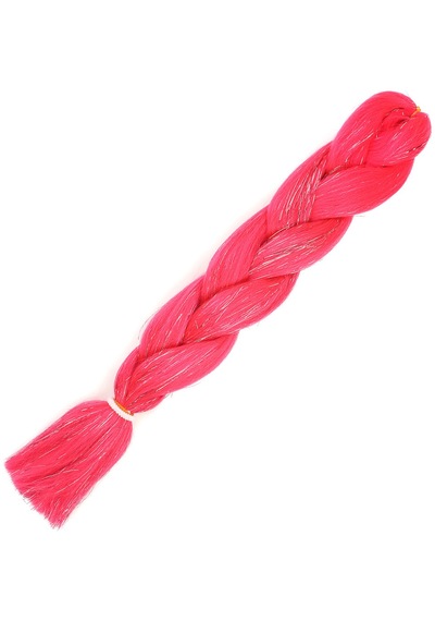Simli Koyu Pembe Örgülük Saç 100 Gr.