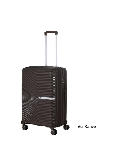Mçs Bavul Büyük Ve Orta 2li Set Kırılmaz Silikon Valiz V374 Acıkahve Kahverengi