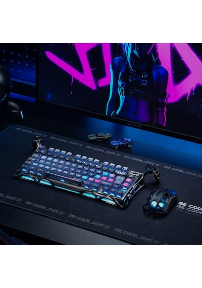 Gravastar Mercury K1 Pro Rgb Kablosuz Mekanik Gaming Klavye, Türkçe Q, Special Edition, Cyberpunk