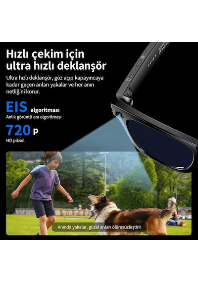 W610 Aı Akıllı Kamera Gözlüğü 4k Wifi Bluetooth 5.3 Sony 8mp Kamera, Gpt Destekli Sesli Asistan, Fotoğraf & Video Çekimi Siyah