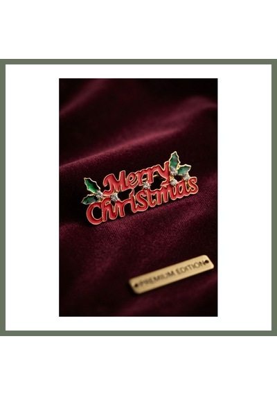 Bezos Yılbaşı Temalı Merry Chirstmas Yazılı Broş Bezos1 Çok Renkli