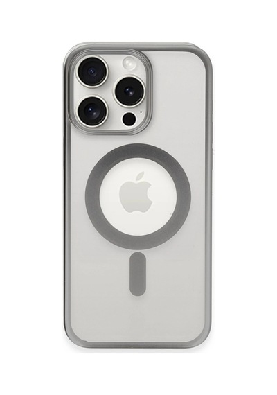 Apple iPhone Uyumlu 15 Pro Max Kılıf Erozi Magsafe Kapak - Gümüş İtdark35516
