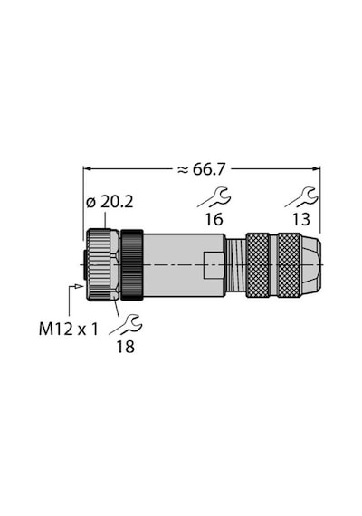 Turck 6604219 Fw-m12ku5d-g-sb-me-sh-8 Yuvarlak Konnektör M12 X 1