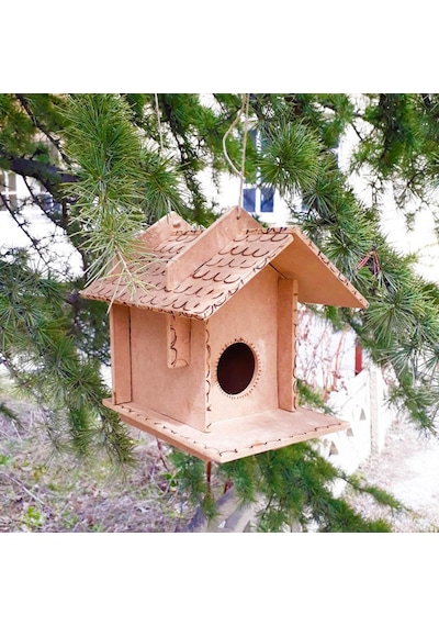 Dekoratif Ahşap Kuş Evi Yuvası Boyanabilir Dayanıklı
