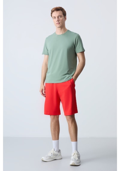 Air Jones Tommy Life Fiesta Pamuklu Kalın Yumuşak Dokulu Standart Fit Basic Erkek Şort - 81278 Kırmızı