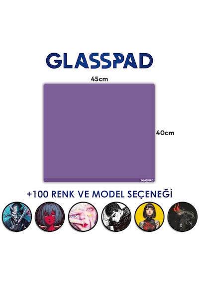 Glasspad Cam Mouse Pad - Premium Temperli Cam - 45x40 Cm Medium Lila
