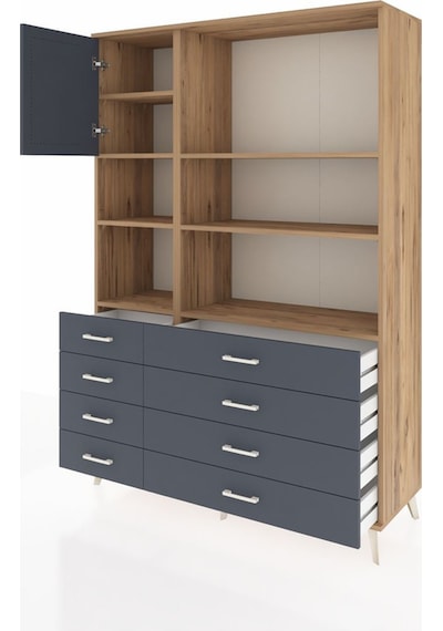 Hyperion Dolap 7 Raflı 8 Çekmeceli Tek Kapaklı 132x44x195 Çam-antrasit/antrasit Antrasıt/antrasıt Hyperion Dolap 7 Raflı 8 Çekmeceli Tek Kapaklı 132x44x195 Çam-antrasit/antrasit Antrasıt/antrasıt