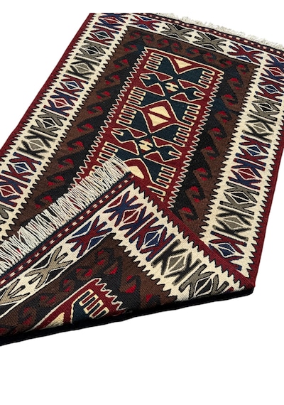 El Dokuma Sıfır Uşak Eşme Kilimi 73x120 Kök Boya %100 Yün Kilim
