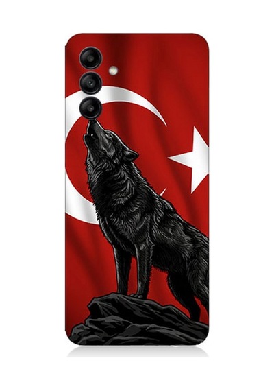Samsung Galaxy A25 Uyumlu Ay Yıldızlı Uluyan Kurt Desenli Silikon Kılıf Çok Renkli