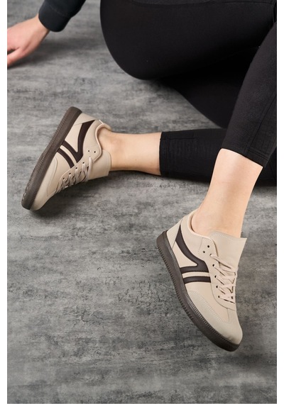 Bej Ortopedik Günlük Kadın Sneaker Ayakkabı-254 Bej