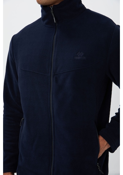 Tommy Life Lacivert Dik Yaka Basic Fermuar Cepli Standart Kalıp Erkek Polar Eşofman Takımı - 85193 Lacivert