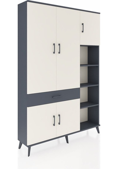 Arges Dolap 10 Raflı Tek Çekmeceli 5 Kapaklı 132x30x195 Antrasit-aytaşı/antrasit Aytası/antrasıt Arges Dolap 10 Raflı Tek Çekmeceli 5 Kapaklı 132x30x195 Antrasit-aytaşı/antrasit Aytası/antrasıt