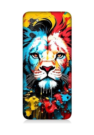 Samsung Galaxy A03s Uyumlu Renli Boyalı Aslan Yüzü Desenli Silikon Kılıf