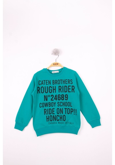 Toontoy Kids Toontoy Erkek Çocuk Relax Fit Bisiklet Yaka Baskılı Sweatshirt - 2 İplik Koyu Yeşil Toontoy Kids Toontoy Erkek Çocuk Relax Fit Bisiklet Yaka Baskılı Sweatshirt - 2 İplik Koyu Yeşil