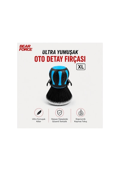 Robeve Bear Force Xl Ultra Yumuşak Oto Detay Fırçası Araç Iç Ve Dış Temizlik Fırçası Ergonomik Tutuş Çizmeden Temizlik Stand Dahil Jant, Havalandırma, Torpido Ve Detay Temizleme Fırçası