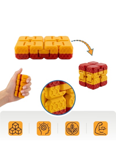 Taraftar Rengini Seç Fidget Cube - Sarı - Kırmızı - Dayanıklı Stres Küpü Ve Konsantrasyon Aracı
