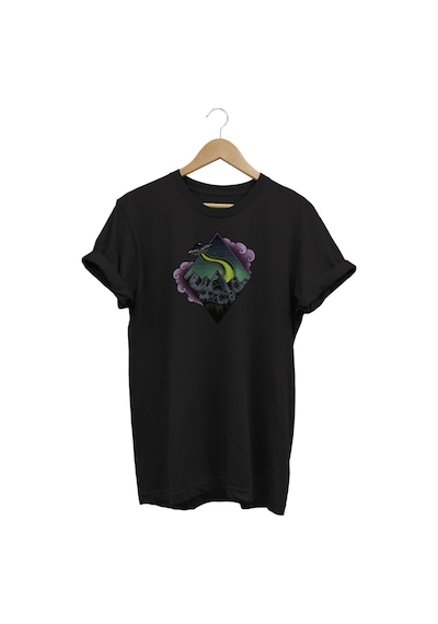Uzay Baskılı T-shirt %100 Pamuk Dijital Baskılı Tişört Siyah