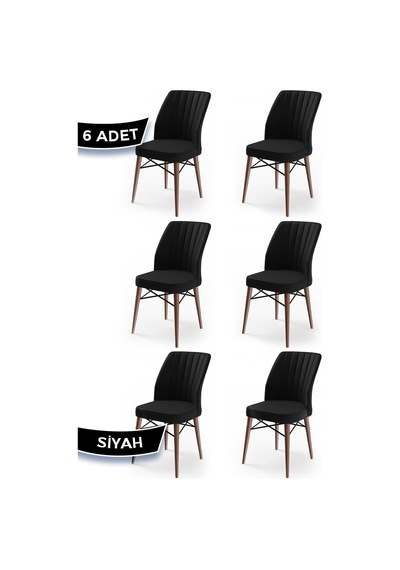 Canisa Concept Flex Serisi Siyah Renk /gürgen Ayaklı Sandalye 6 Adet Siyah