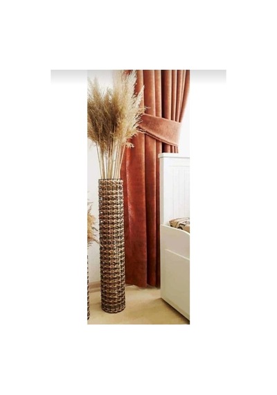Dilay Home Design Dekoratif Metal Tel Hasır Örgülü El Yapımı Çiçek Pampas Vazosu Dar 60 cm