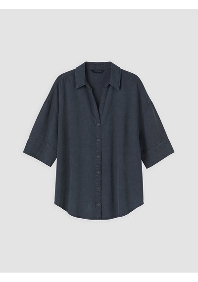Lcw Vision Lacivert Oversize Kadın Jean Gömlek